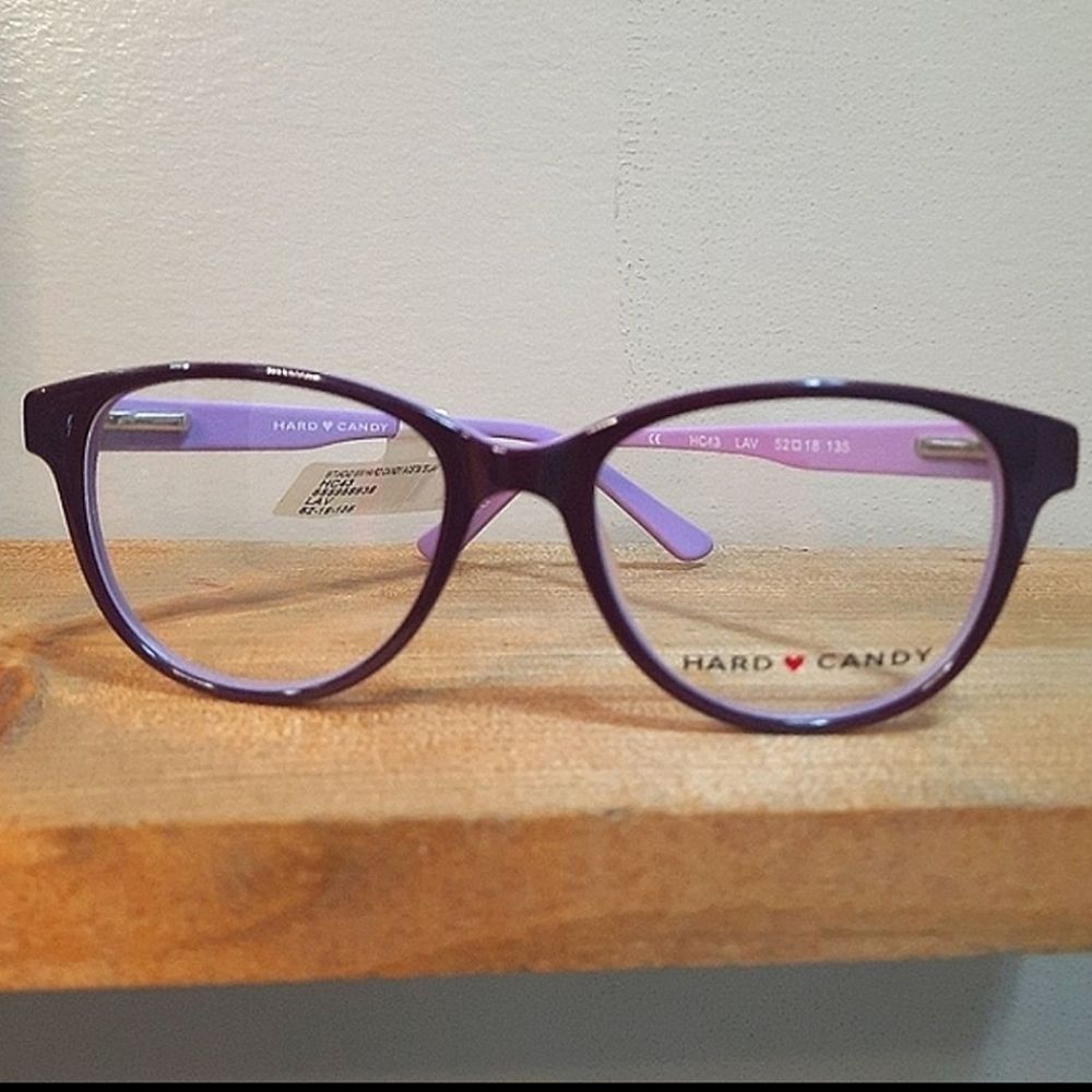 NEW Hard Candy Women Eyeglass Frame Lavender Full Rim Cat Eye glasses 52-18-135